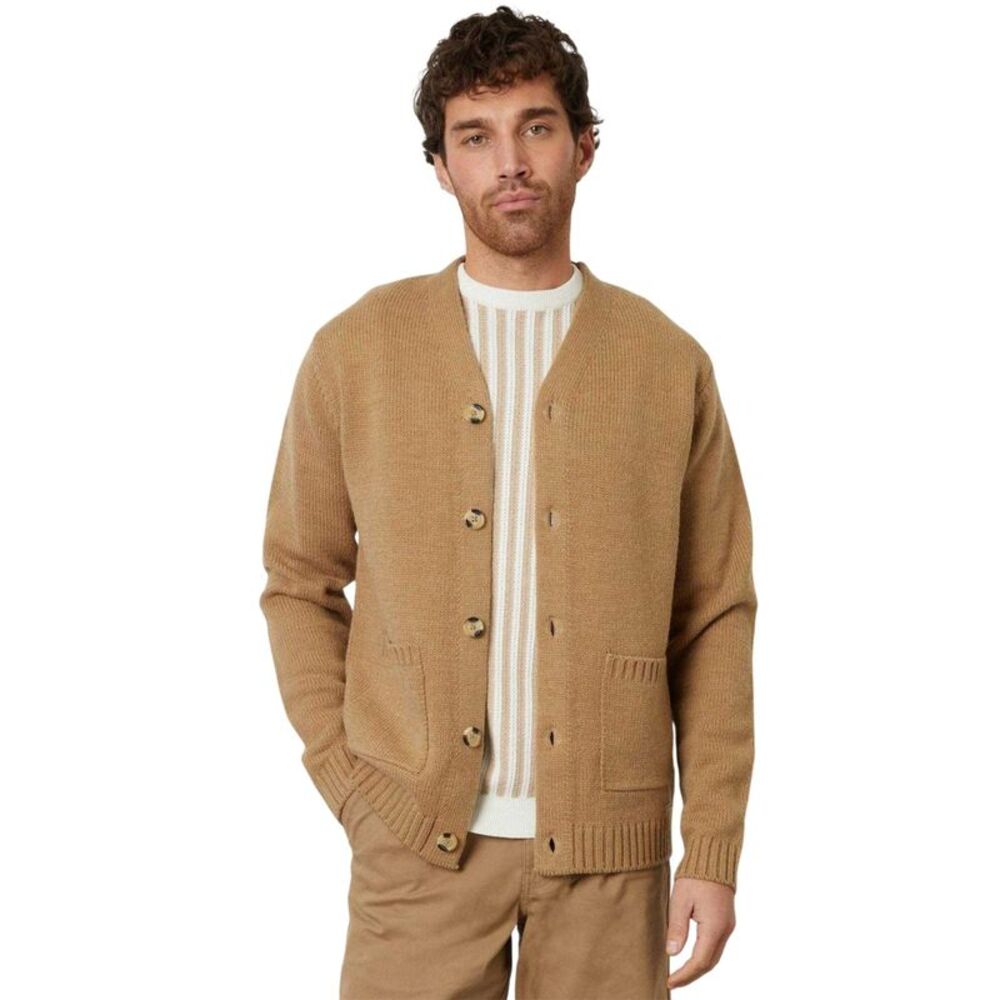 Threadbare Mens Icon V Neck Cardigan / Biscuit